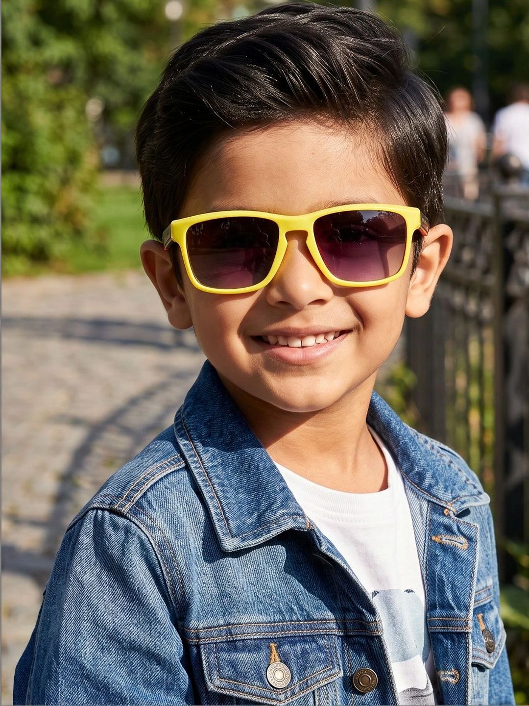 DukieKooky Unisex Kids Purple Lens & Yellow Rectangle Sunglasses with-image-34