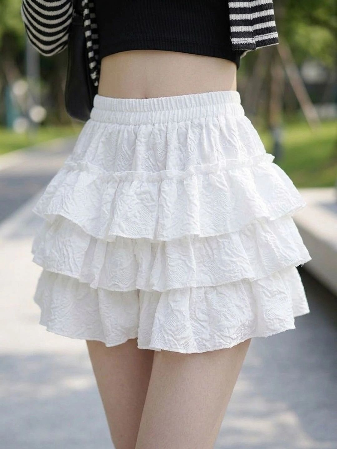 Suo Women Tiered Mini Flared Skirt-picture-20