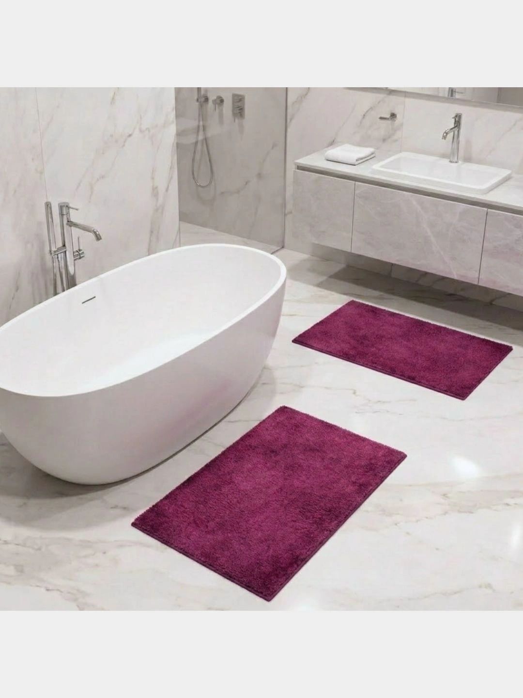 Pano 2-Pcs Maroon Anti Skid Absorbent Bath Rugs-image-16