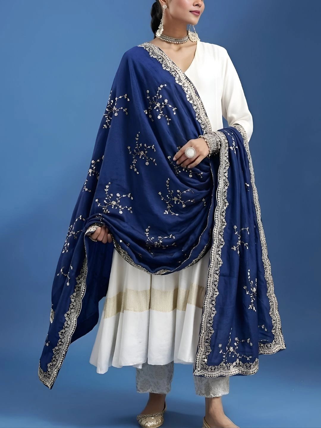 Drape Essence Embroidered Dupatta with Thread Work-picture-17