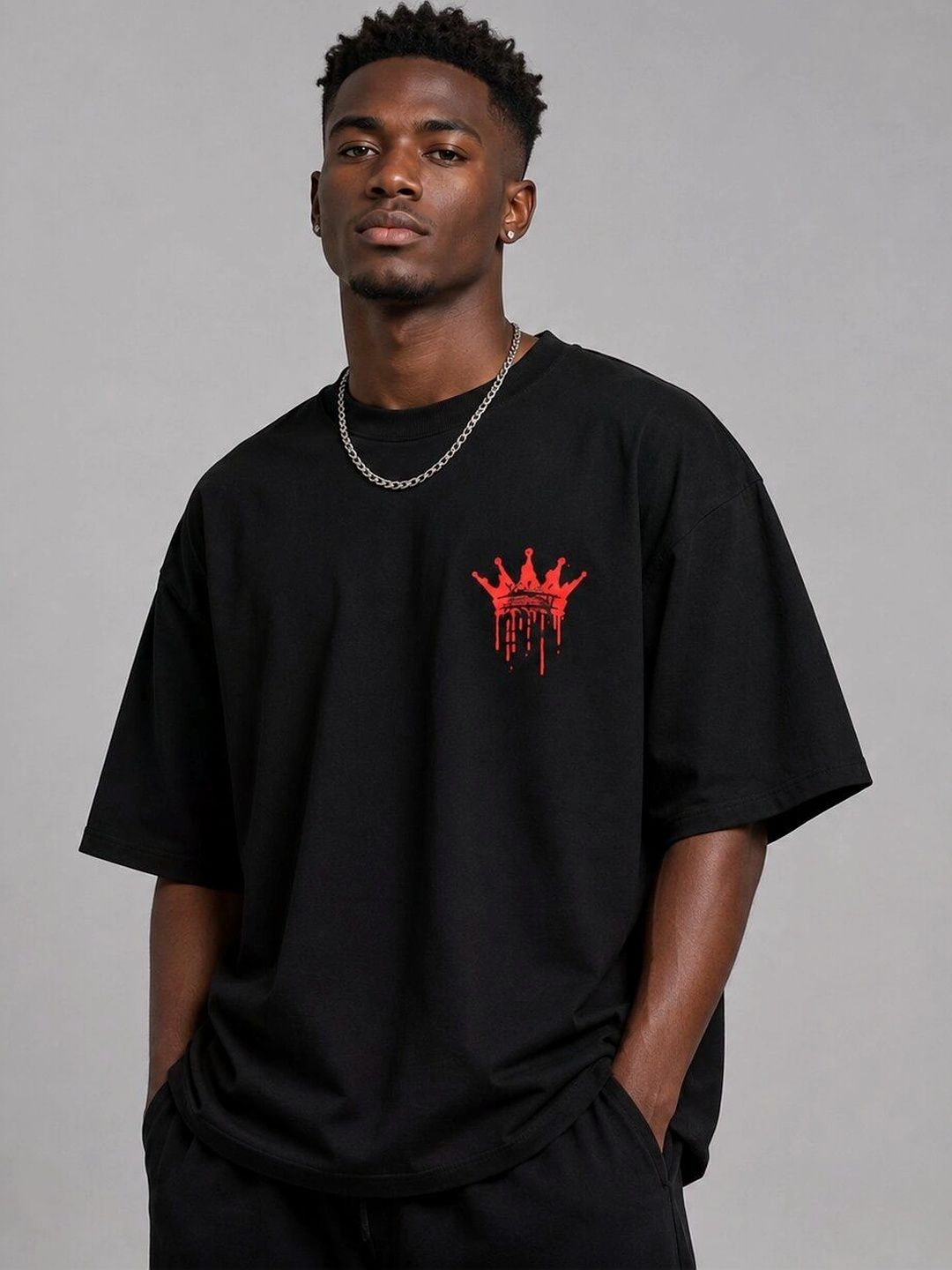 HERE&NOW Men Printed Drop-Shoulder Sleeves T-shirt-picture-14