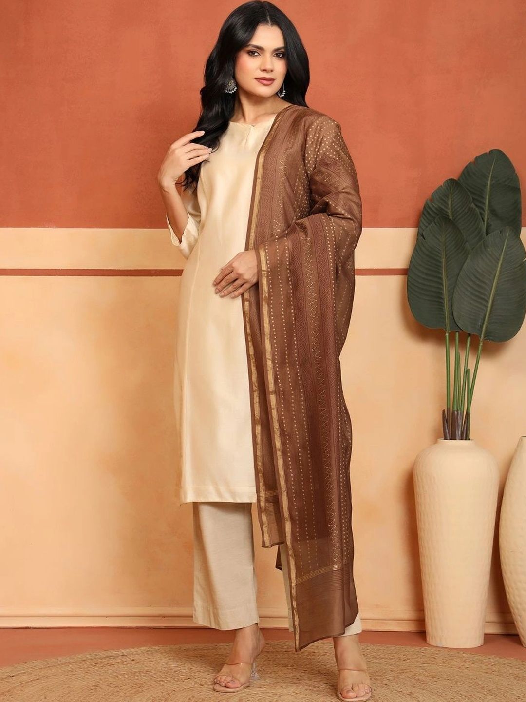 Fabindia Printed Cotton Silk Blend Foil Print Dupatta-picture-11