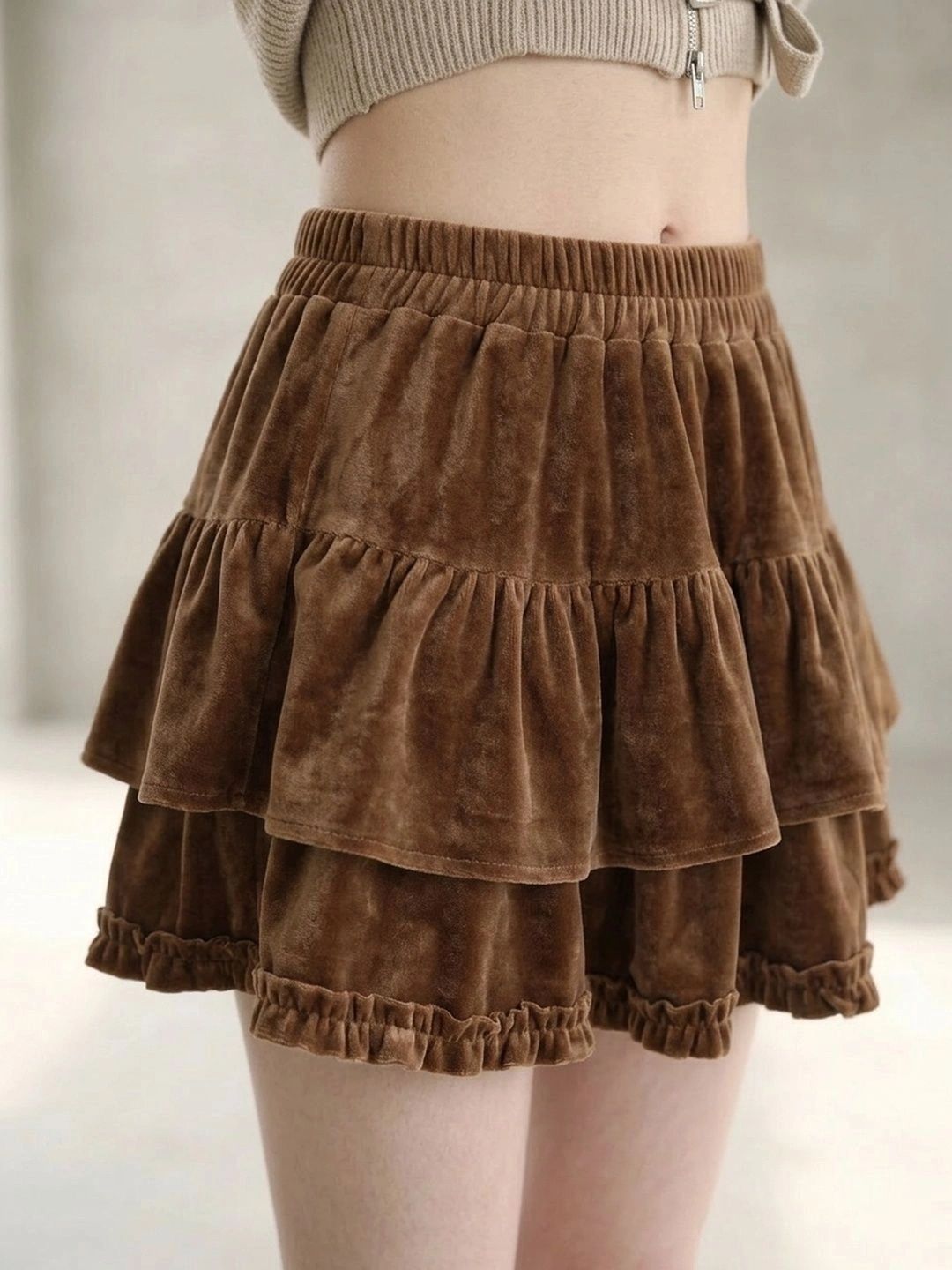 Suo Women Tiered Mini Flared Skirt-picture-13