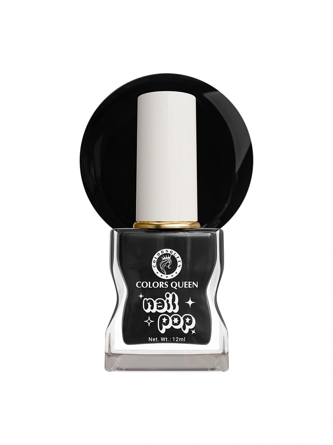 Colors Queen Nail Pop Glossy Gel Finish & Quick Drying Nail Polish - 12 ml - Onyx Black-picture-47