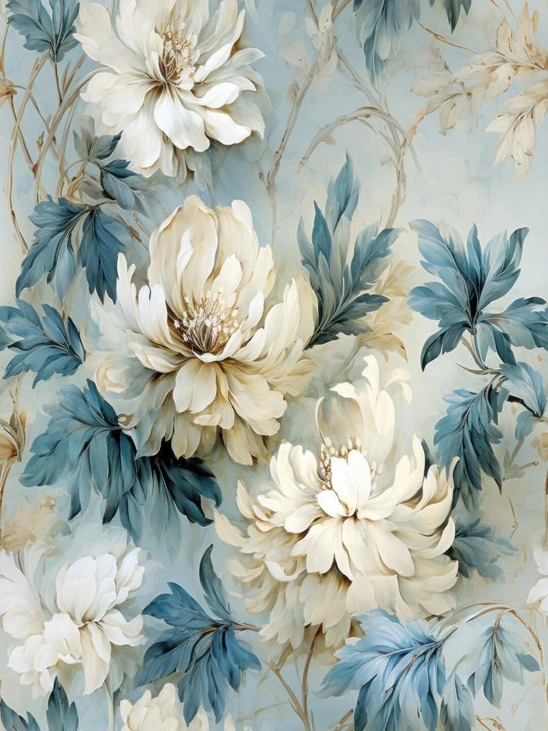 ANNA CREATIONS Blue & Off white Printed Waterproof Wallpaper-image-49