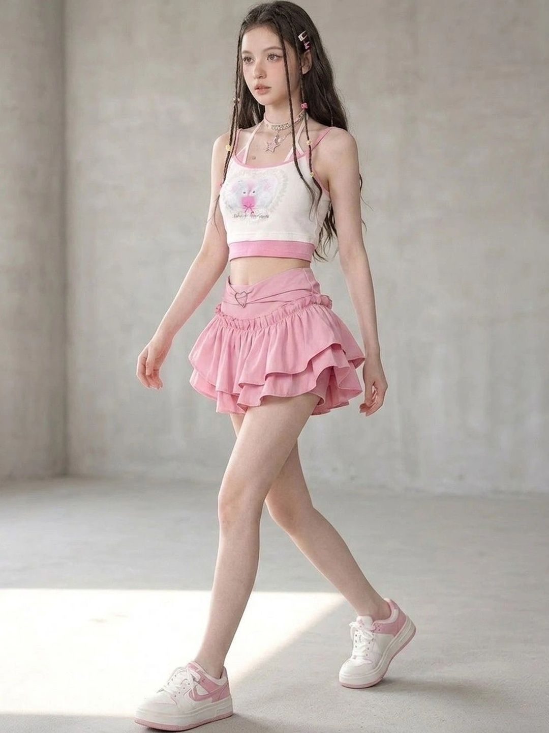Suo Women Frills Bows and Ruffles Mini Flared Skirt-picture-12