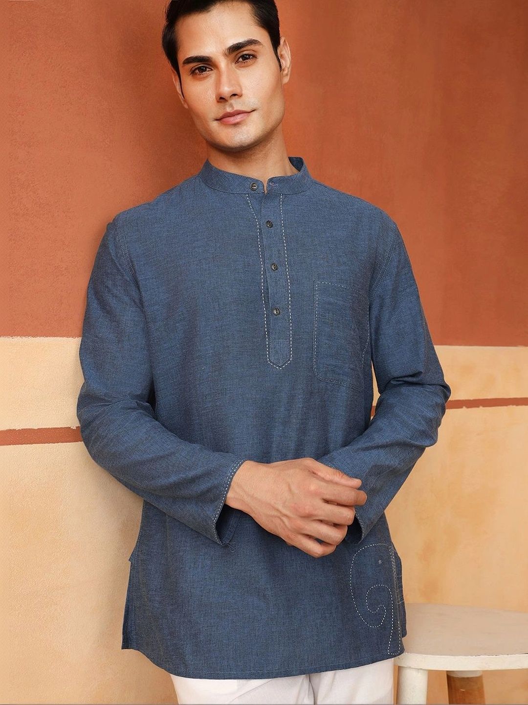 Fabindia Men Ethnic Motifs Embroidered Kurta-picture-58