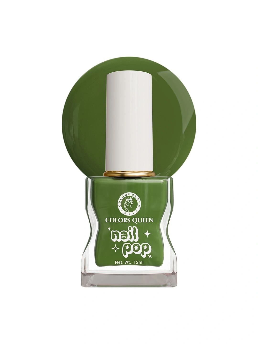 Colors Queen Nail Pop Glossy Gel Finish & Quick Drying Nail Polish - 12 ml -Olive Green-image-25