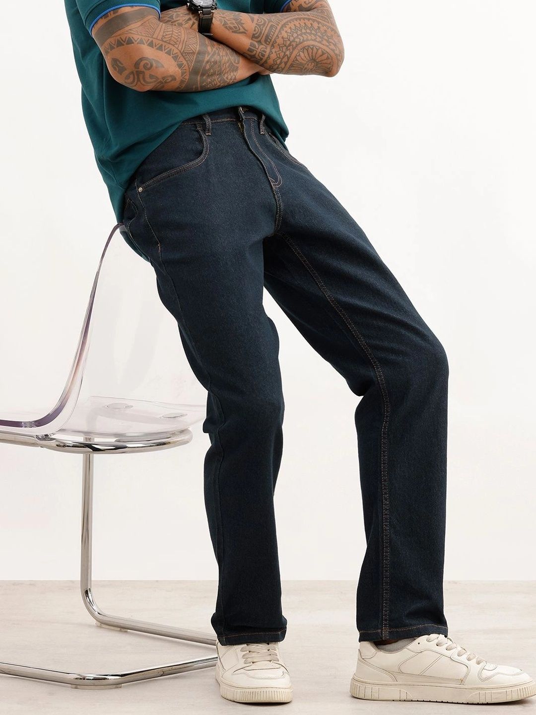 WROGN Men Relaxed Fit Mid-Rise Stretchable Jeans-picture-50
