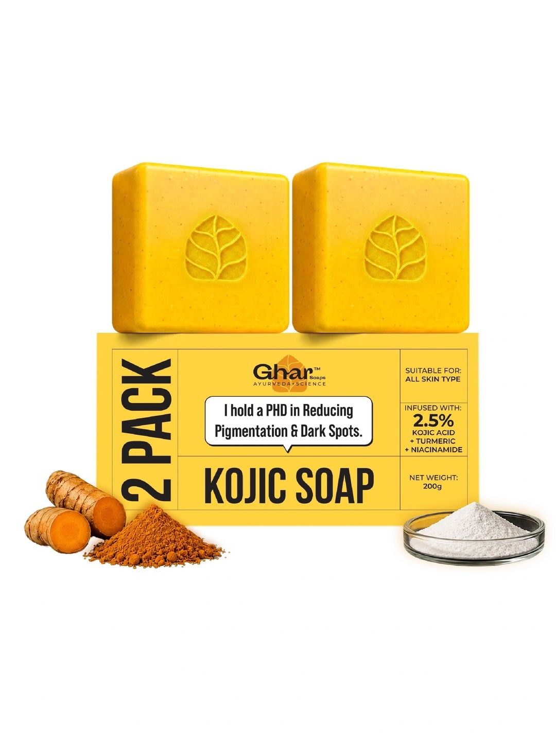 GHAR SOAPS Set Of 2 Kojic Acid Soap For Pigmentation - 100 g Each-picture-16