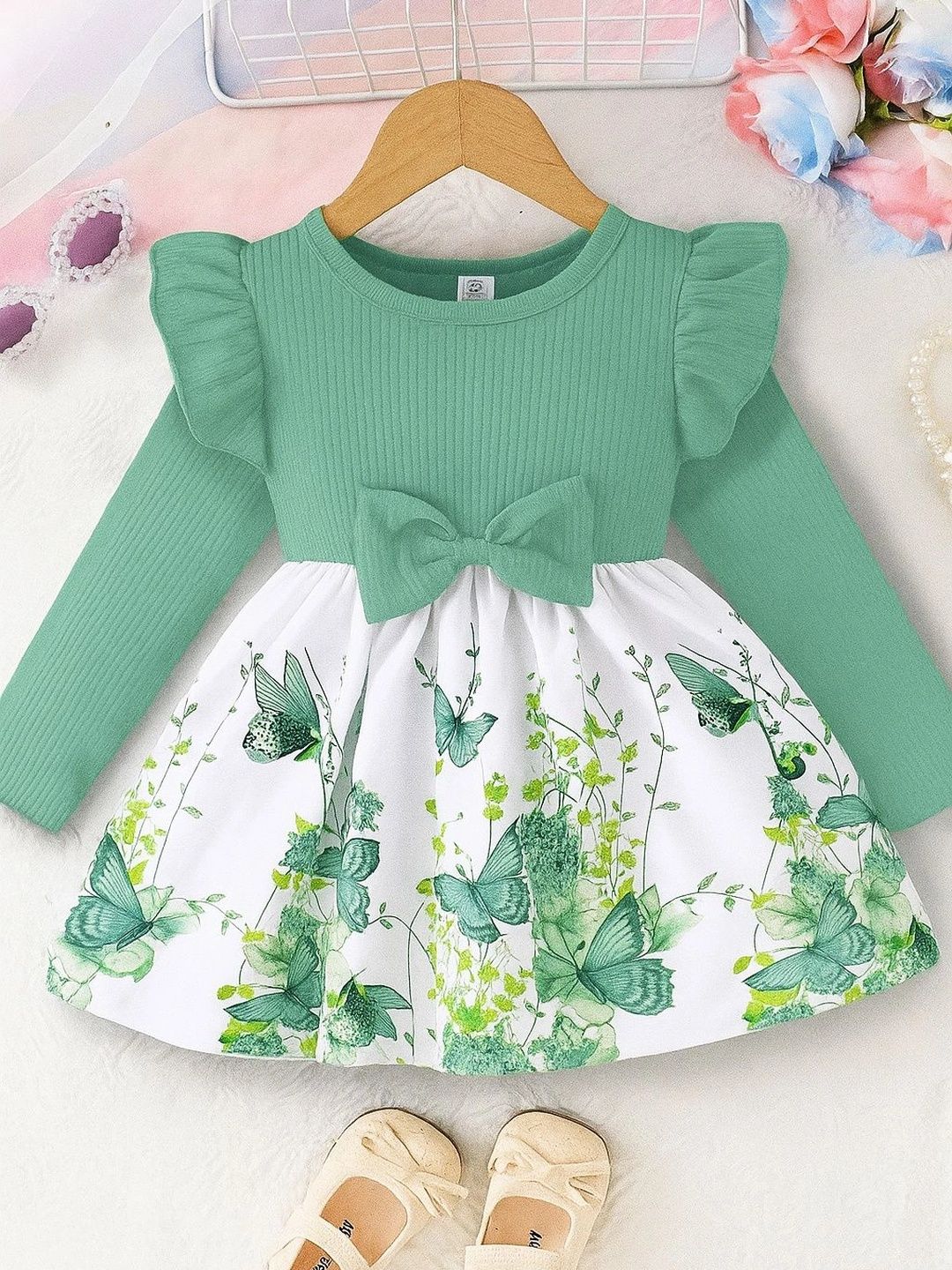 POSHIKHA Floral Print Puff Sleeve Ruffled A-Line Dress-picture-20