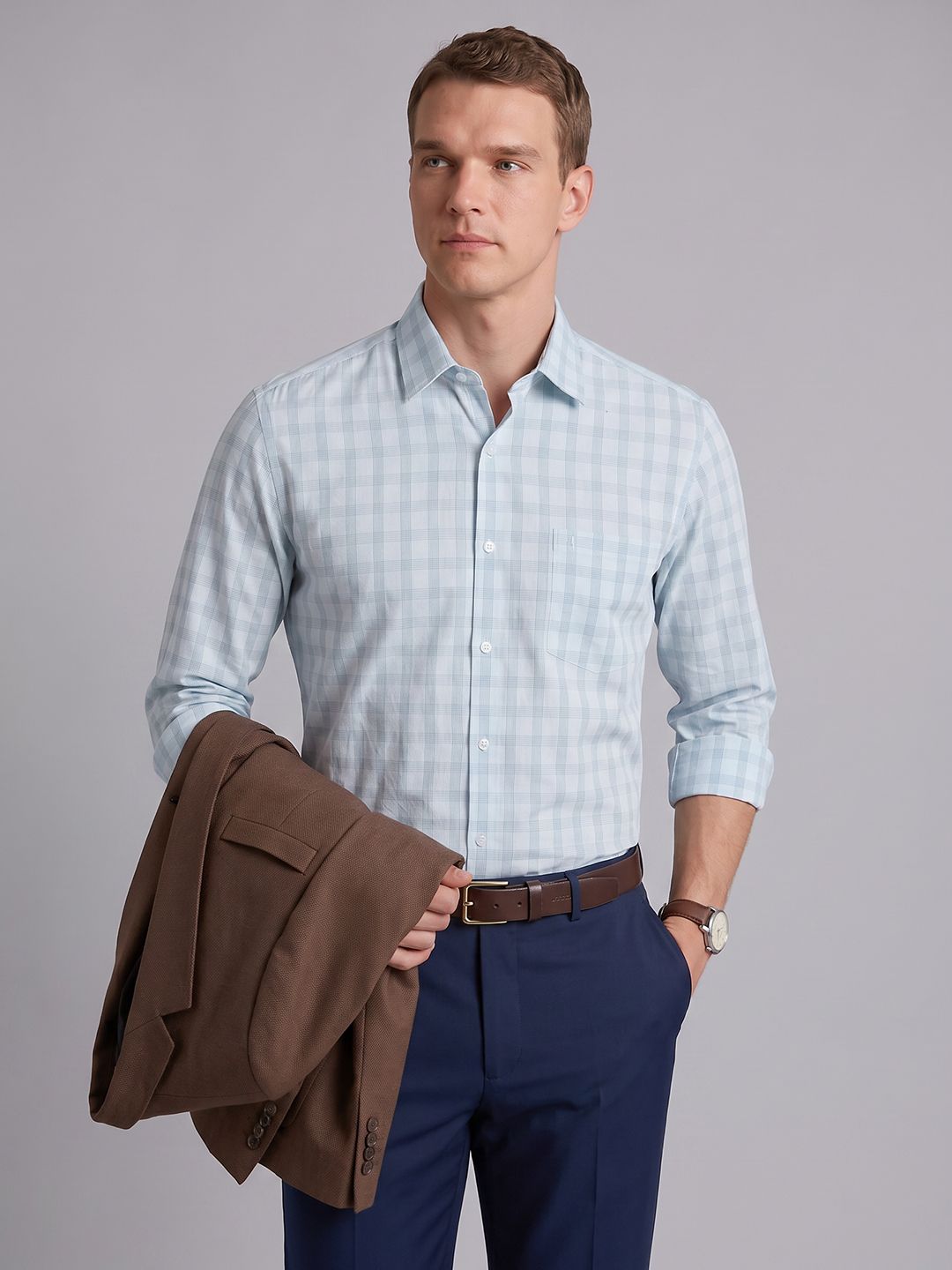 Arrow Slim Checked Formal Shirt-picture-43