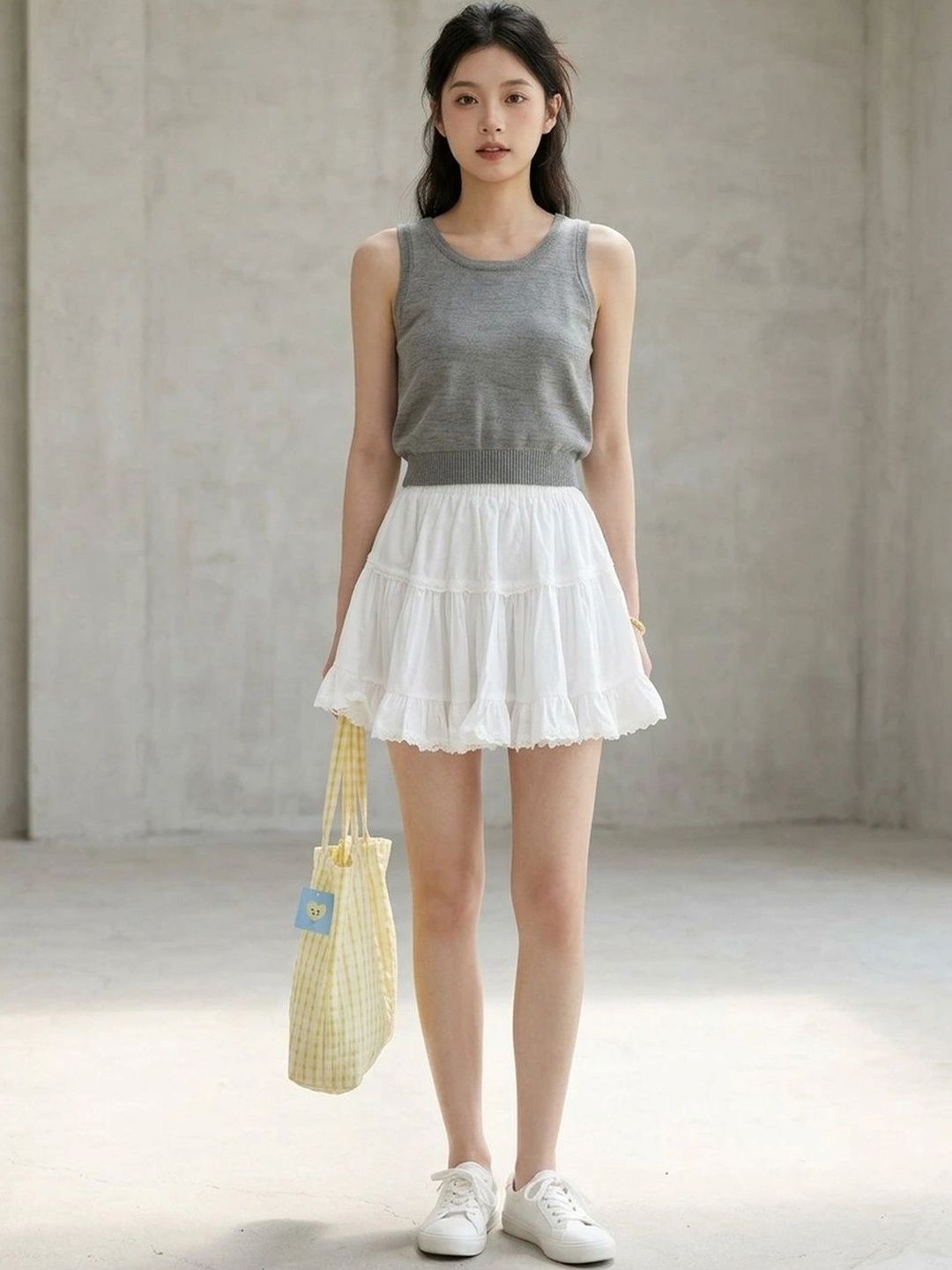 Suo Women Self Design Frills Bows and Ruffles Mini Flared Skirt-image-26