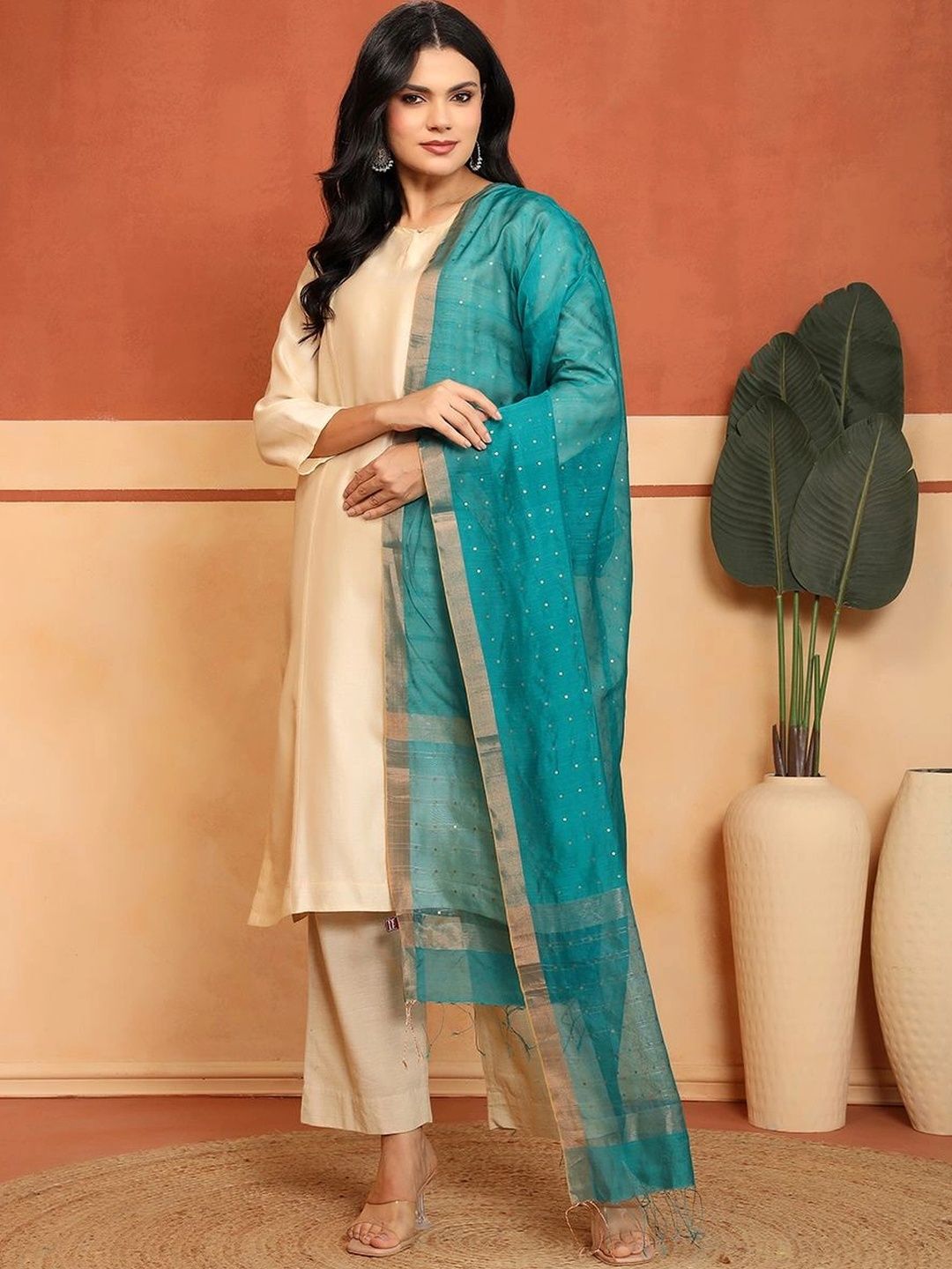 Fabindia Viscose Rayon Blend Dupatta with Sequinned-picture-39