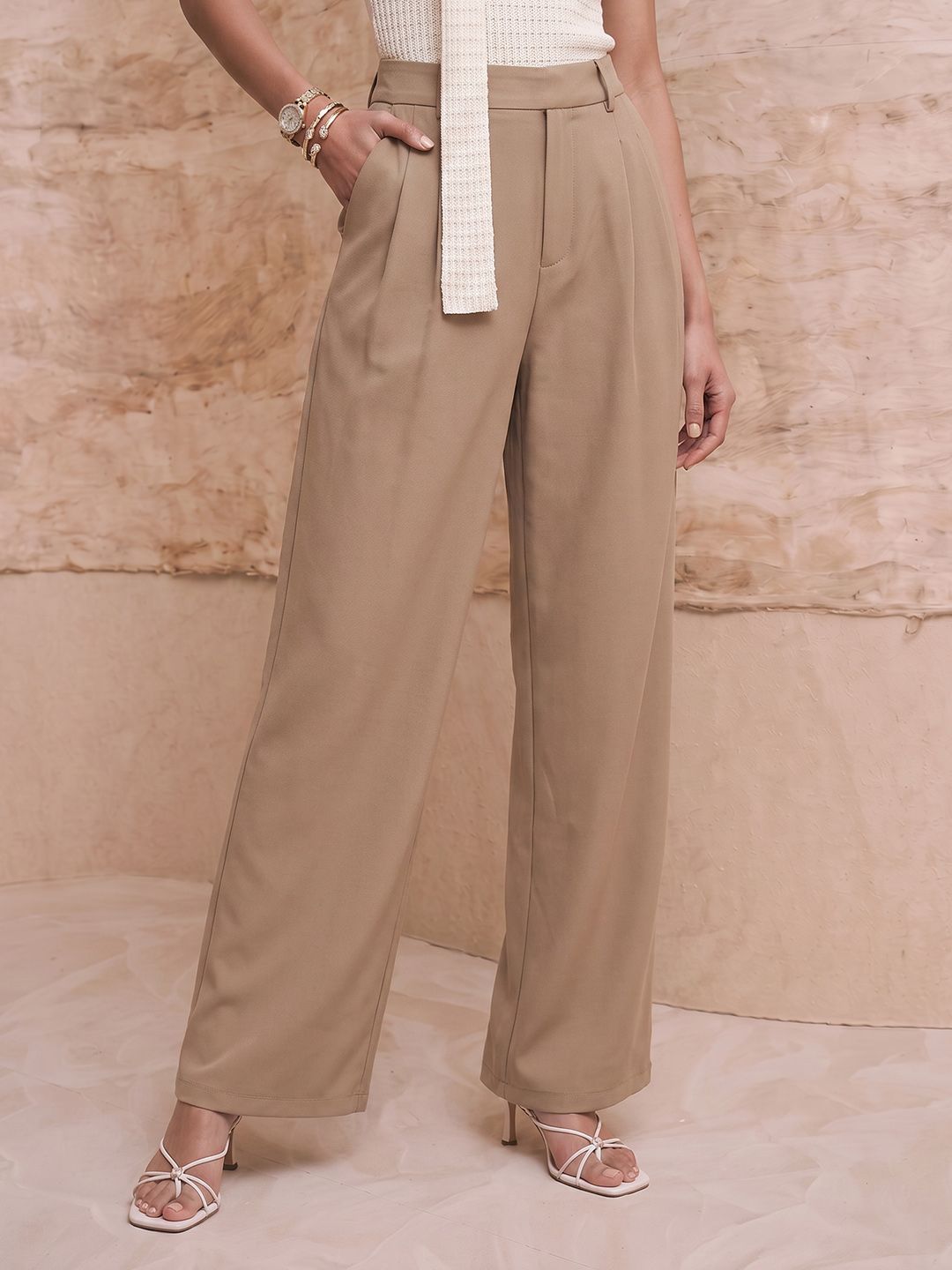 Chemistry Women Wide Leg Pleated Trousers-picture-23