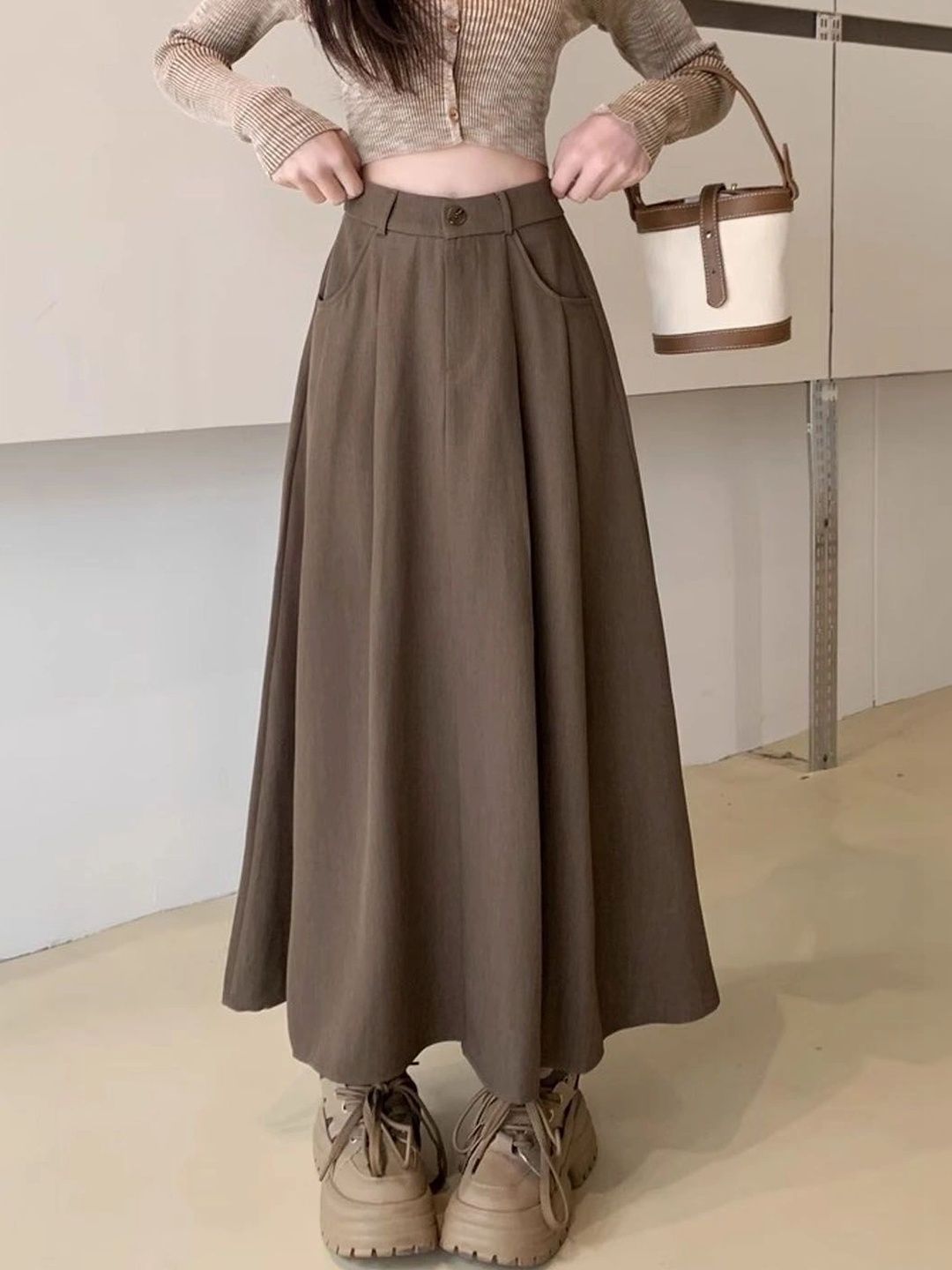 Suo Women Maxi A-Line Skirt-picture-20