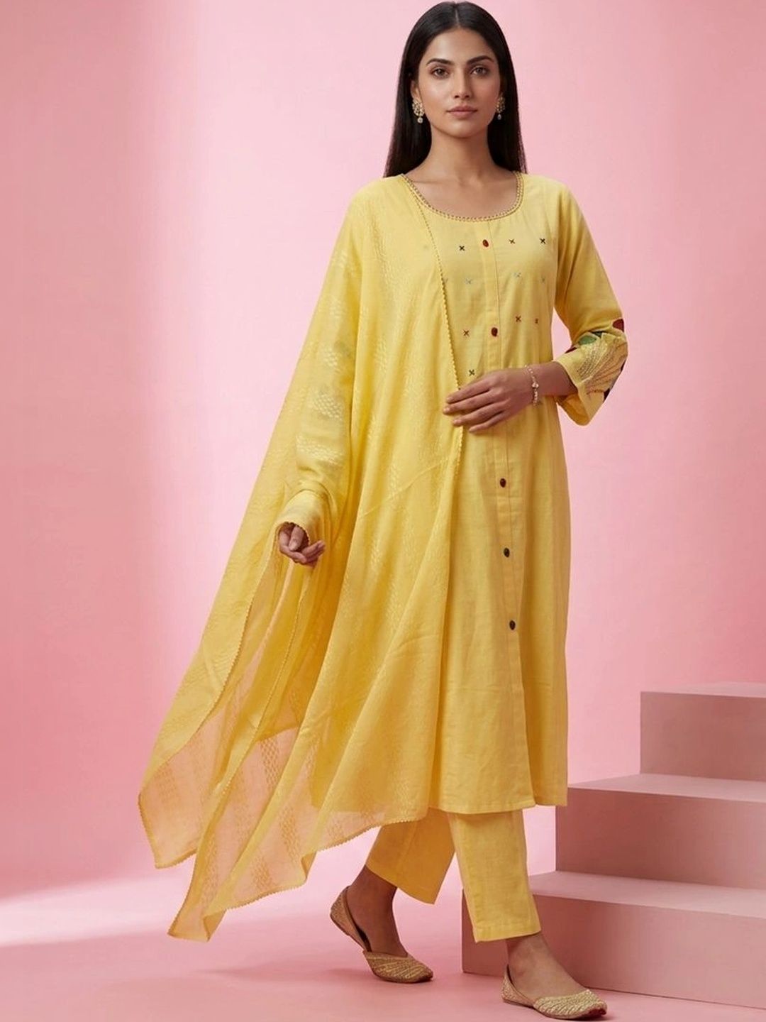 gokurtis Embroidered Thread Work Pure Cotton Thread Work Kurti-picture-28