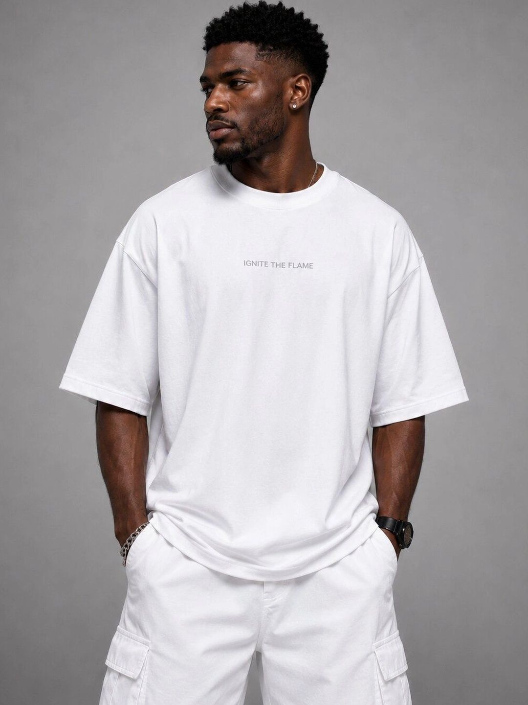 HERE&NOW Men Printed Drop-Shoulder Sleeves T-shirt-picture-18
