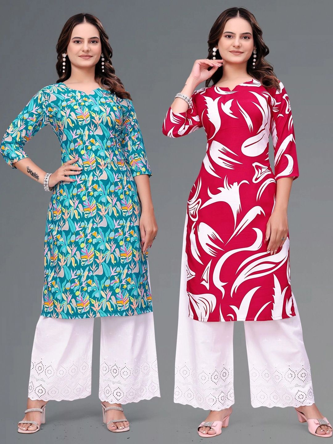 MANDIV FASHION Botanical Printed Boat Neck Pure Crepe Kurti-picture-43