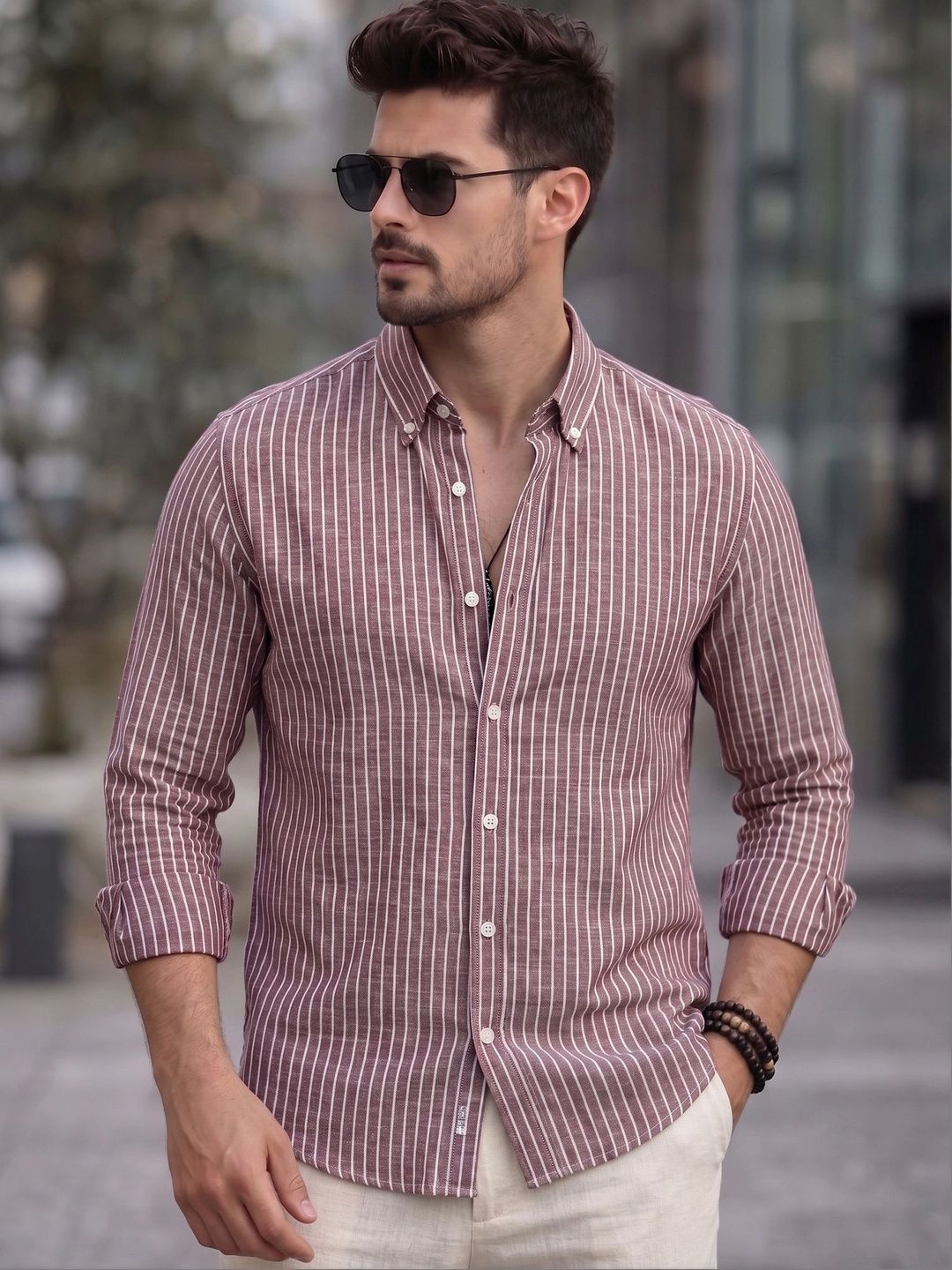 SOLSTICE Men Straight Striped Casual Shirt-picture-55