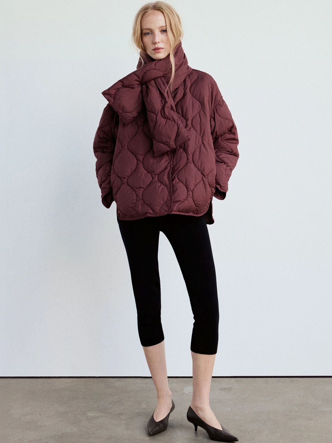 MANGO Scarf Neck Quilted Jacket-picture-36