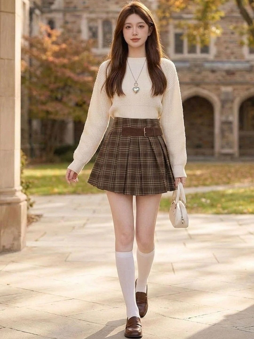Suo Women Checked Mini A-Line Skirt-picture-13