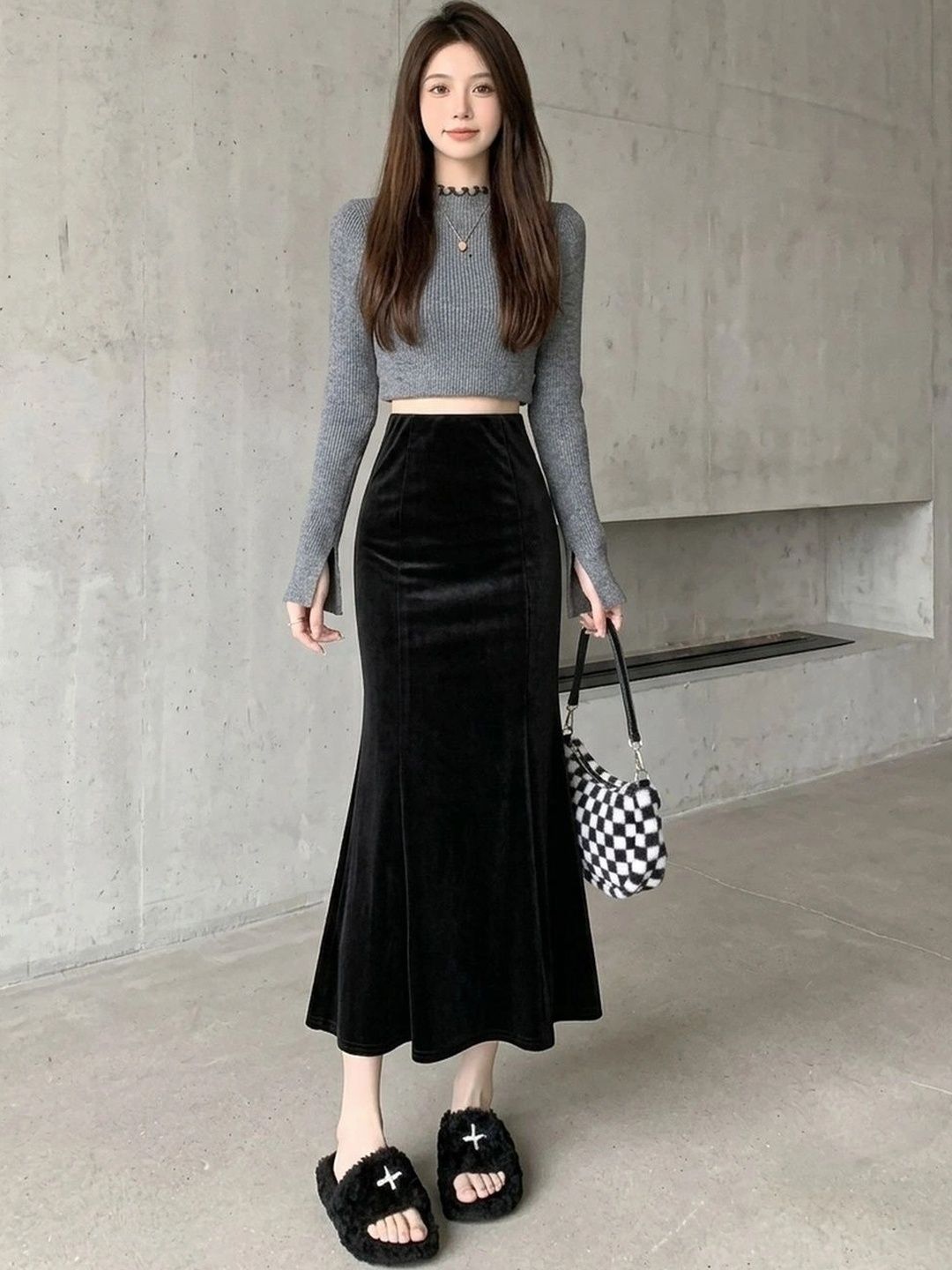 Suo Women Midi Trumpet Skirt-picture-33