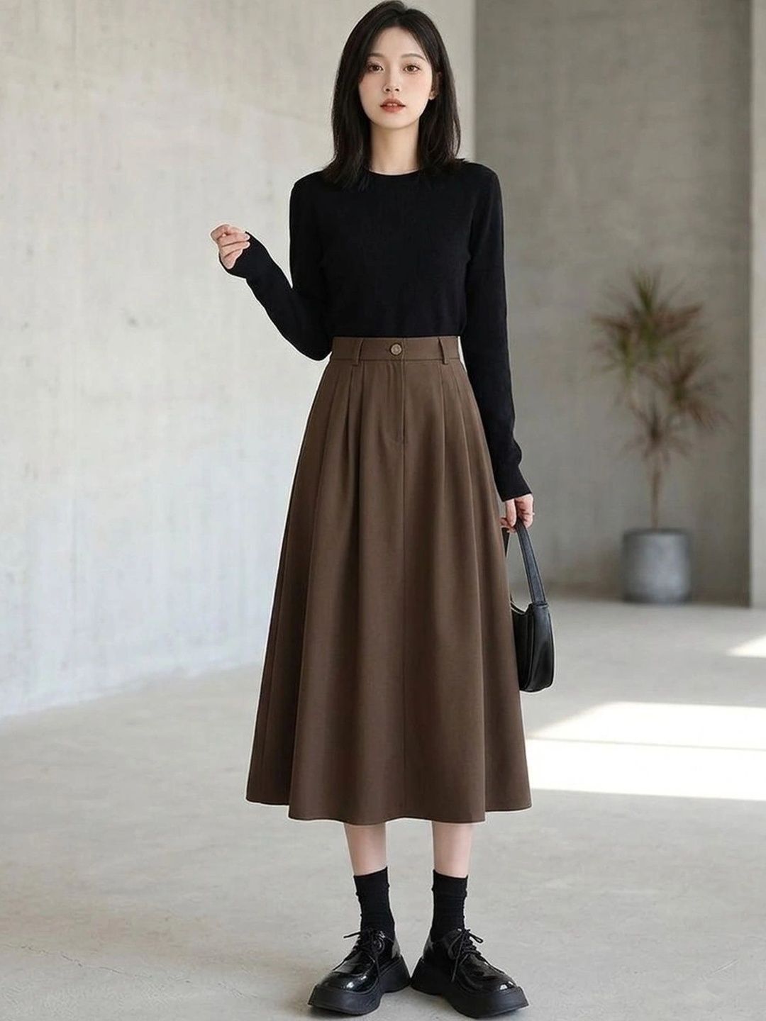 Suo Women Midi A-Line Skirt-picture-13