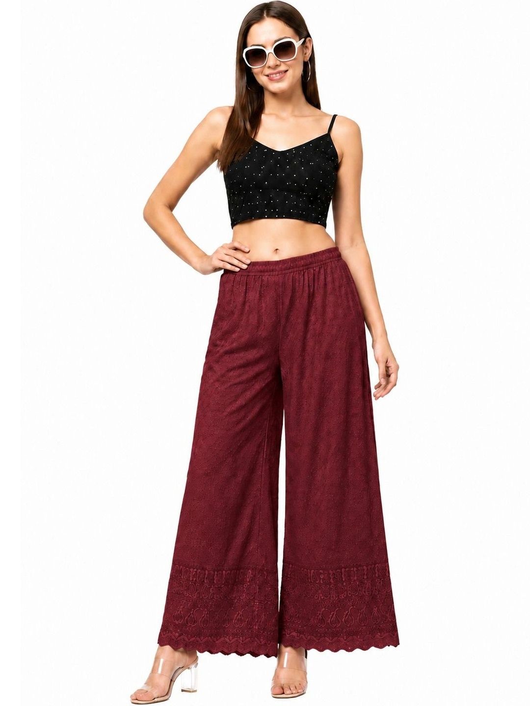 Thrifty Thread Women Embroidered Knitted Ethnic Palazzos-picture-24
