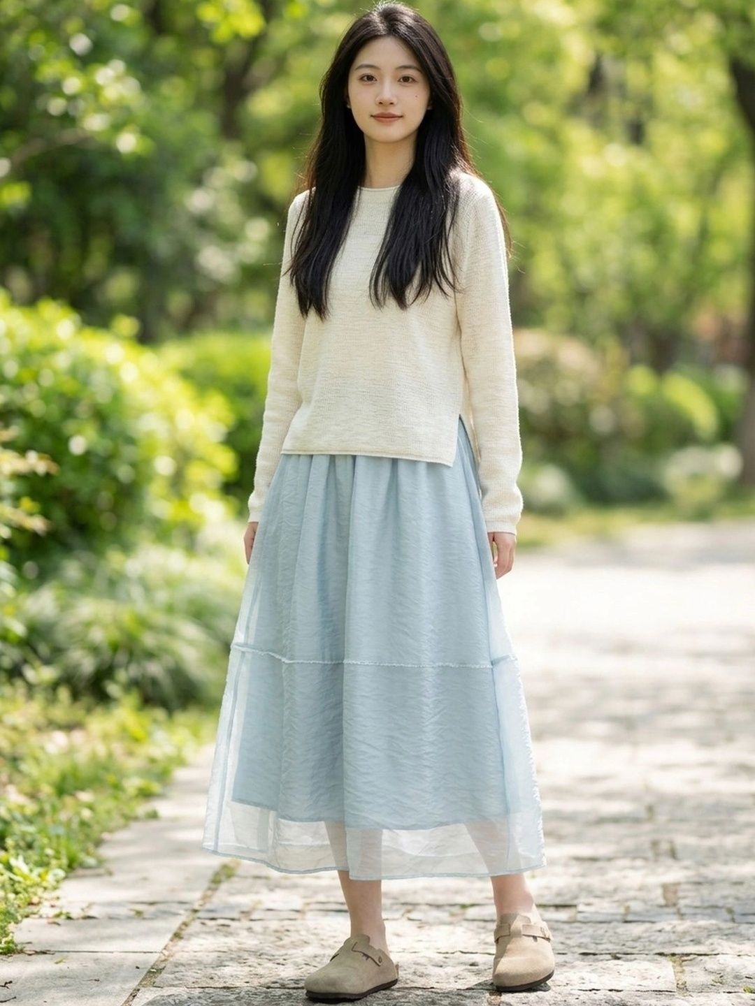 Suo Women Tiered Midi A-Line Skirt-picture-10