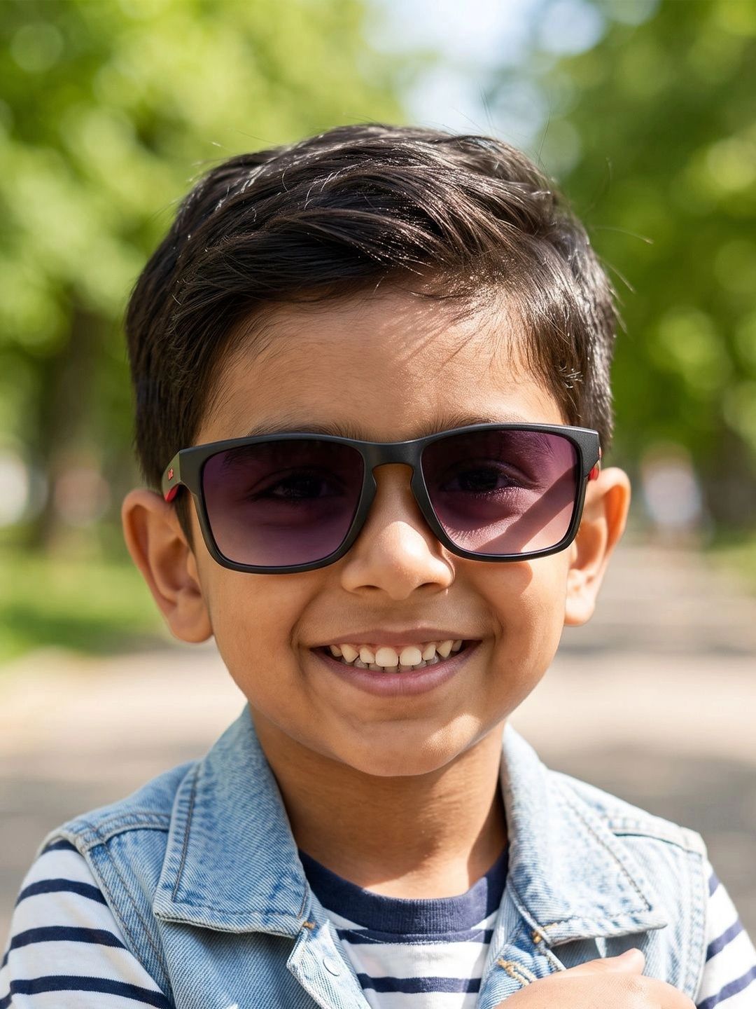 DukieKooky Unisex Kids Purple Lens & Black Rectangle Sunglasses with-picture-11