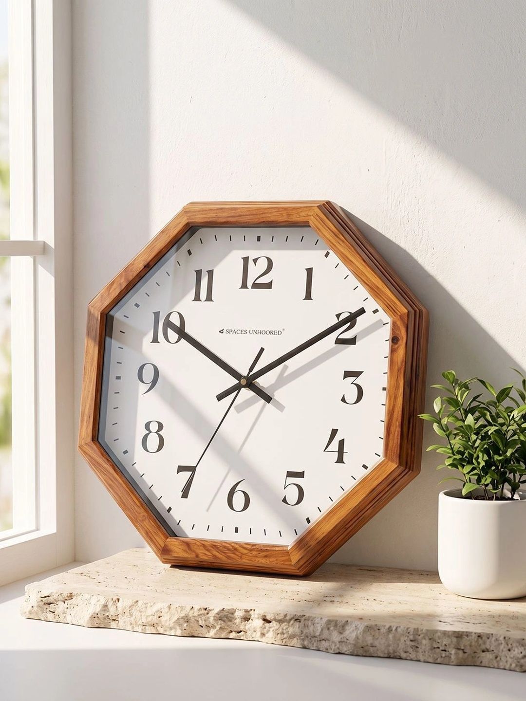 Spaces Unhooked Brown & White Geometric Contemporary Wall Clock-picture-16
