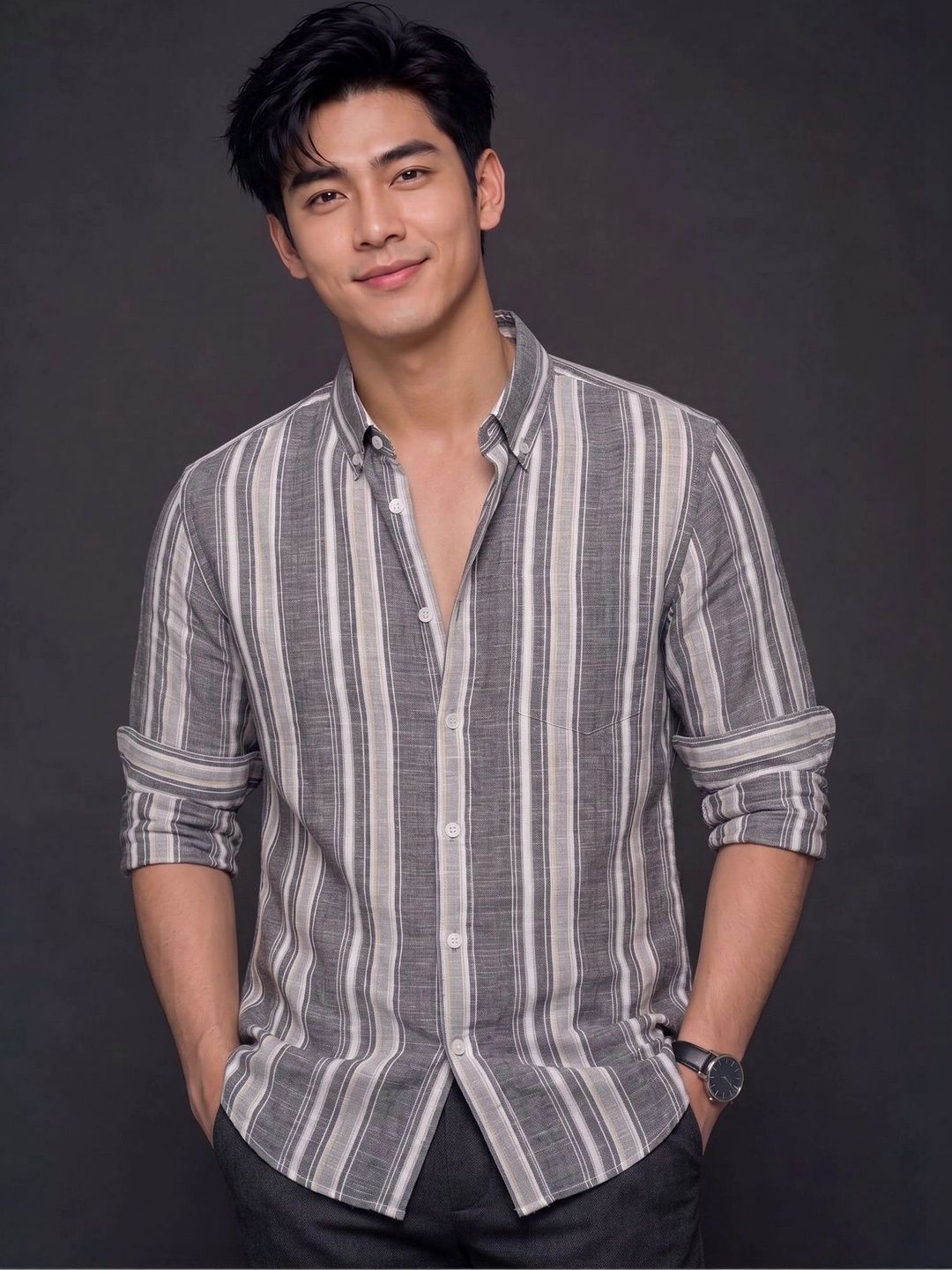 Nat Jastica Men Straight Striped Casual Shirt-picture-20