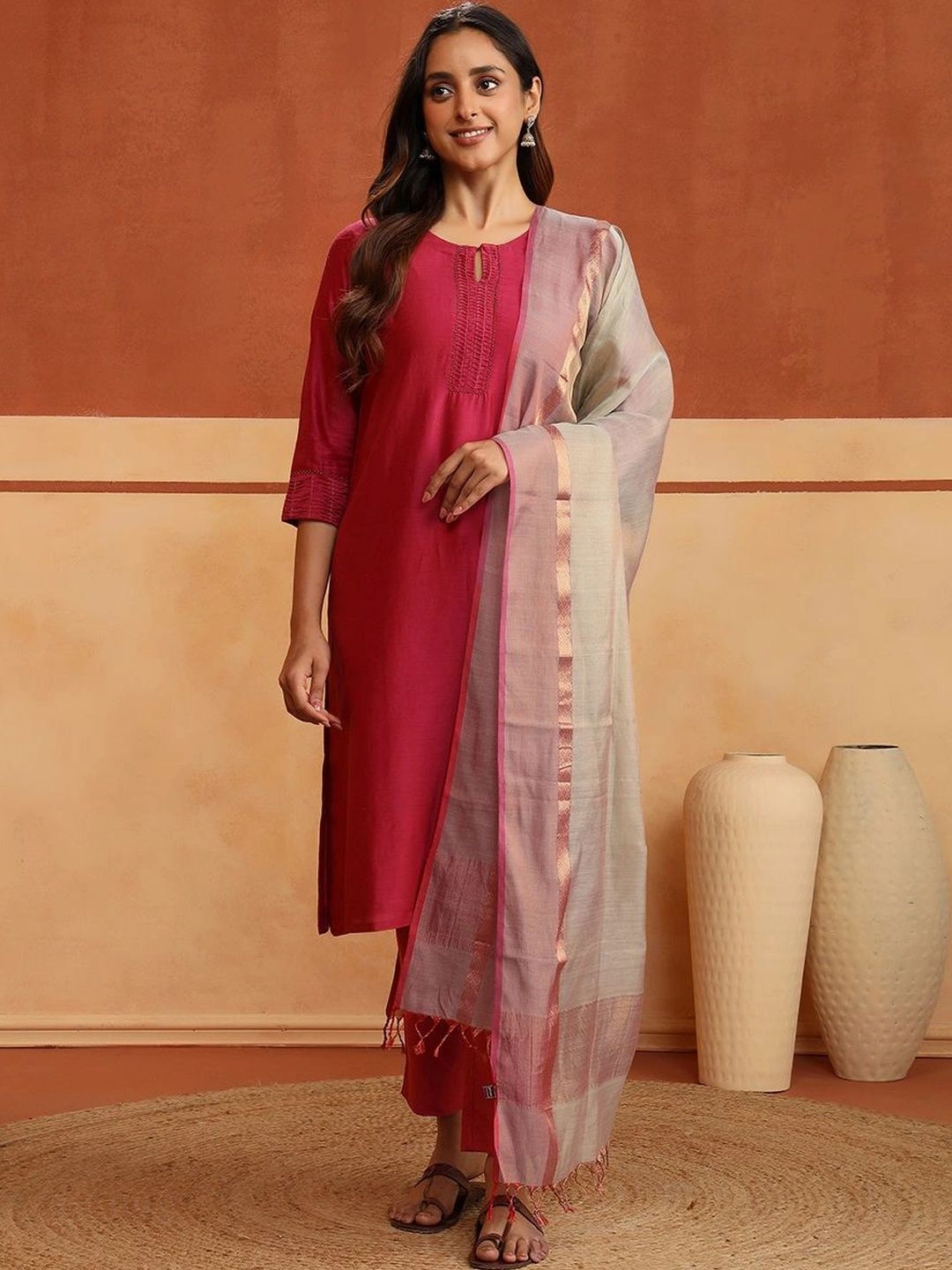 Fabindia Woven Design Cotton Silk Blend Dupatta-picture-26