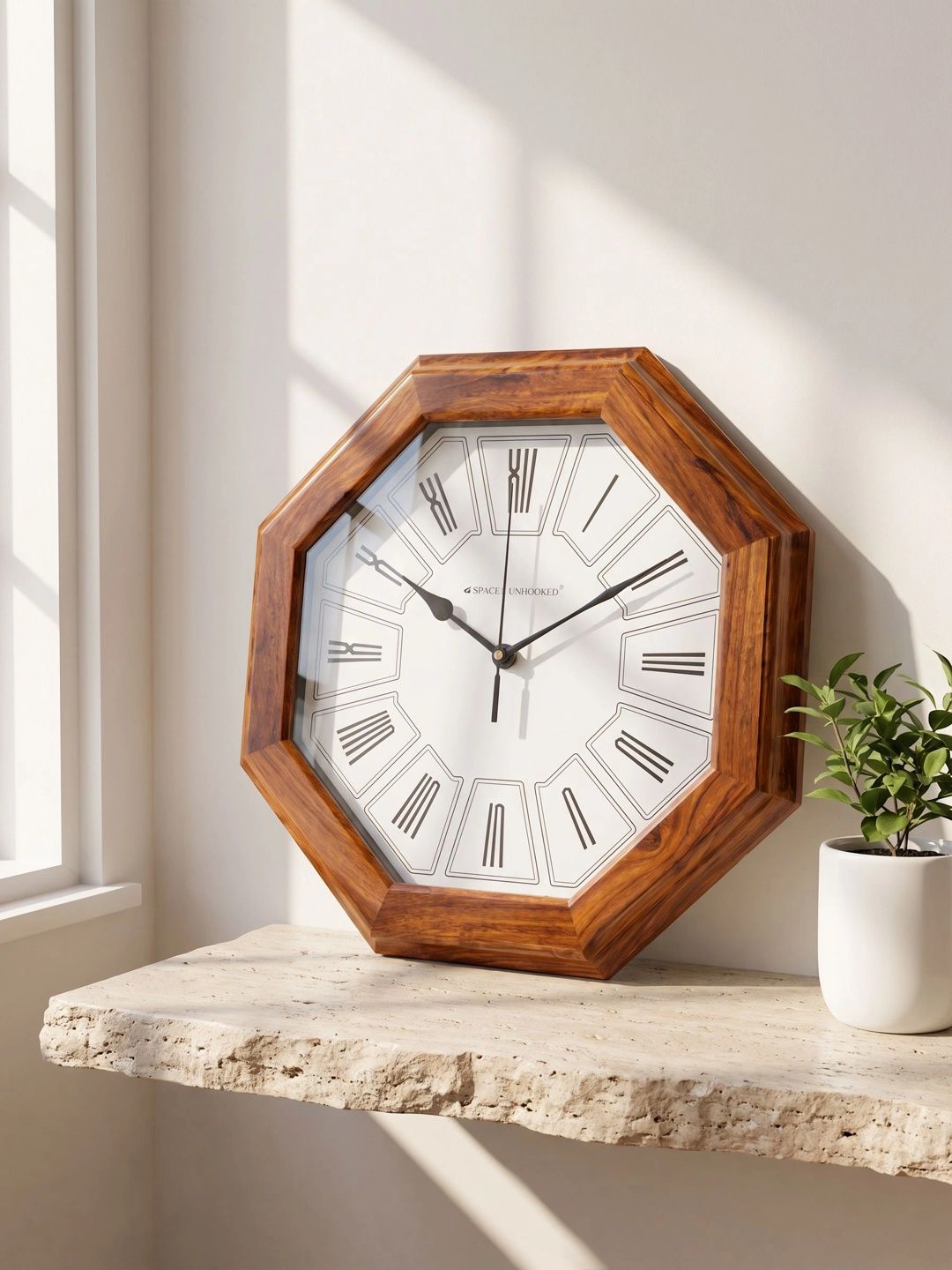 Spaces Unhooked Brown & White Geometric Traditional Wall Clock-picture-27