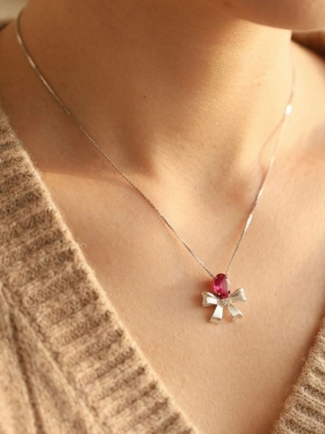 Stone Story By Shruti Sterling Silver Rhodium-Plated Necklace-picture-28