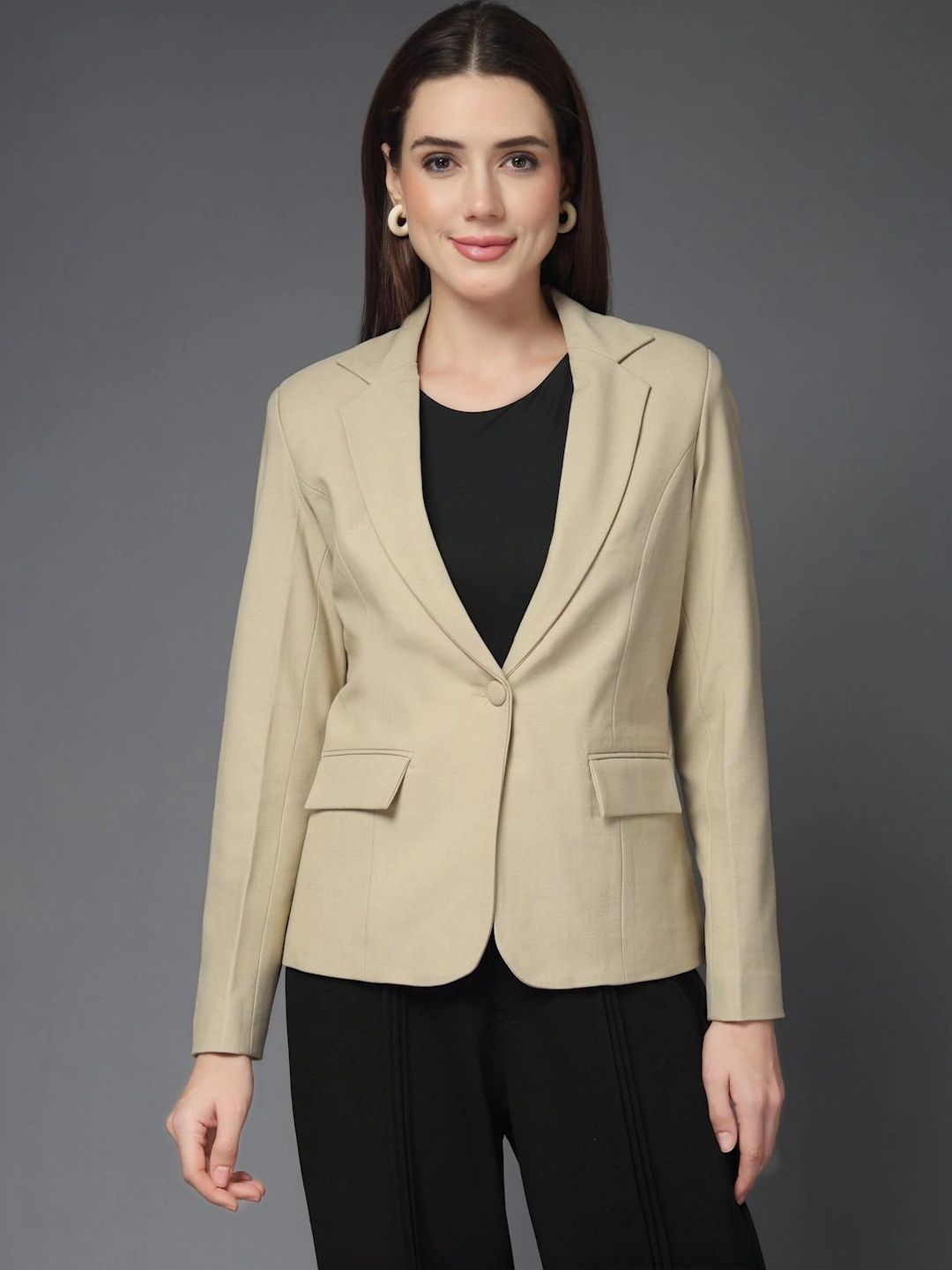 all about you Notched Lapel Single-Breasted Tailored Fit Blazers-picture-44