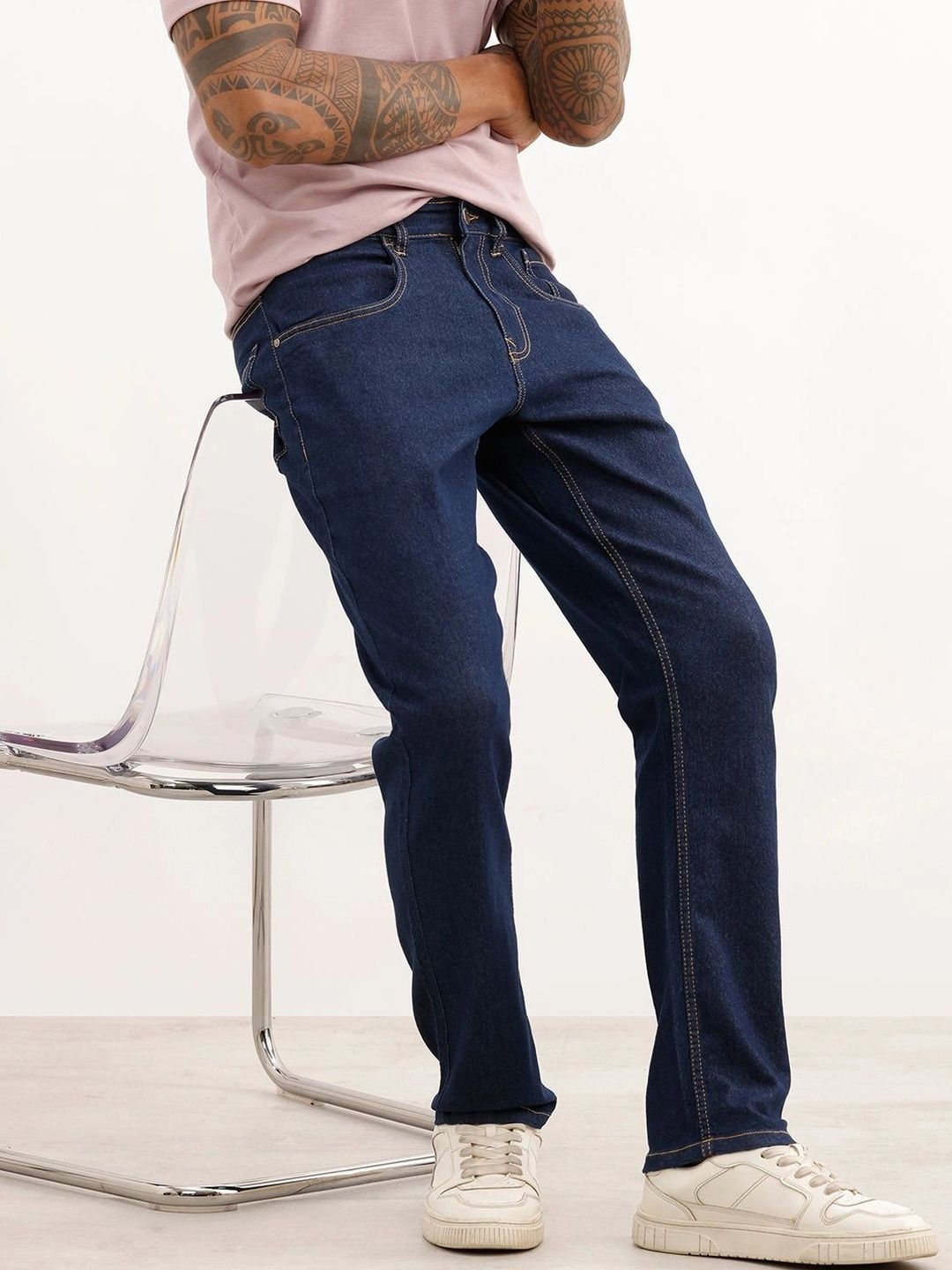 WROGN Men Slim Fit Mid-Rise Stretchable Jeans-picture-53