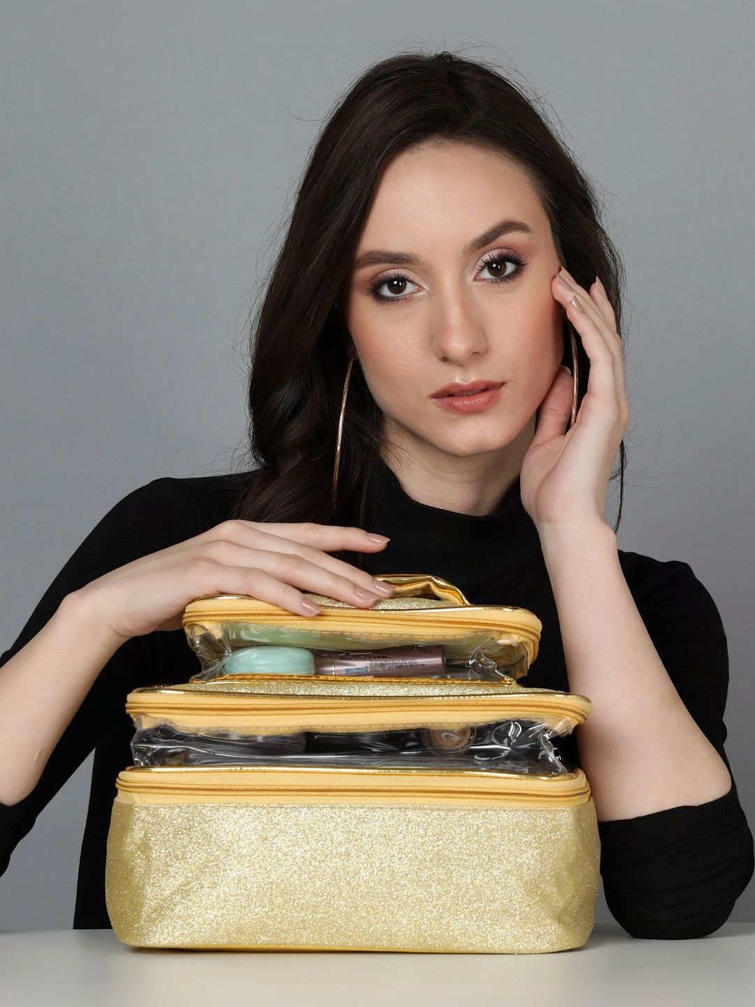 MaaCare Gold-Toned Set of 1 Regular Makeup Organiser Organisers-image-21