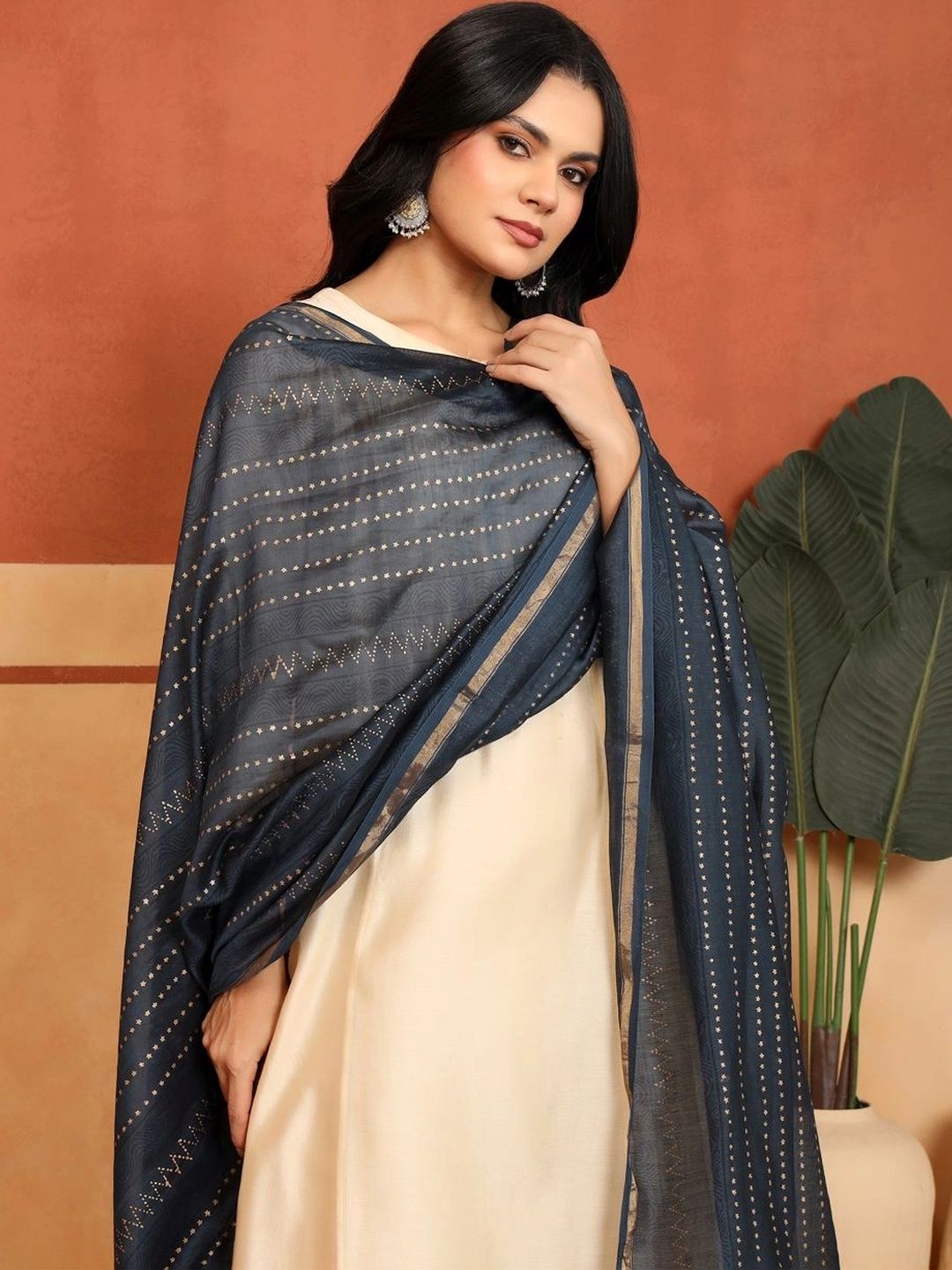 Fabindia Printed Cotton Silk Blend Block Print Dupatta-picture-22