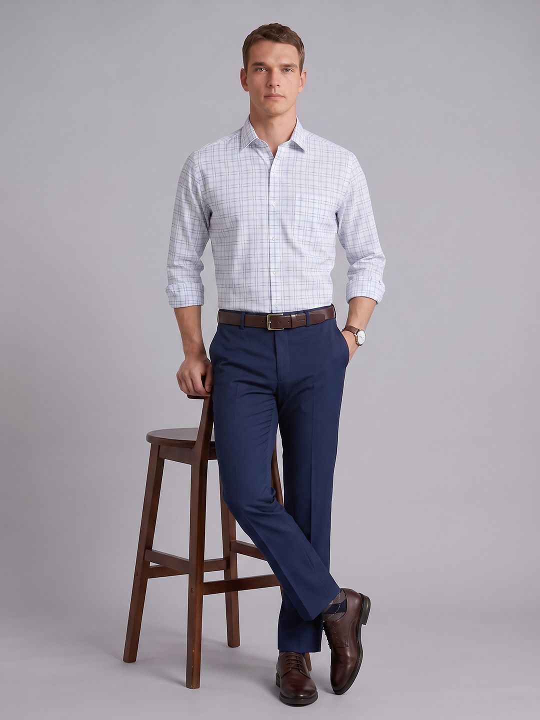 Arrow Slim Fit Checked Formal Shirt-picture-28