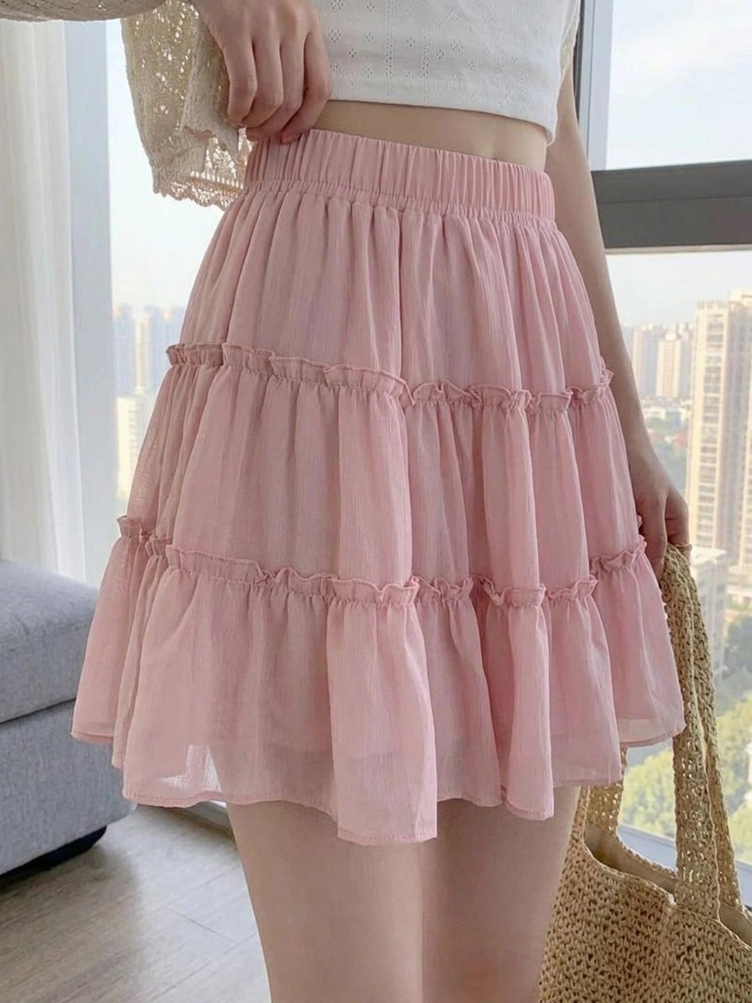 Suo Women Tiered Mini Flared Skirt-picture-54