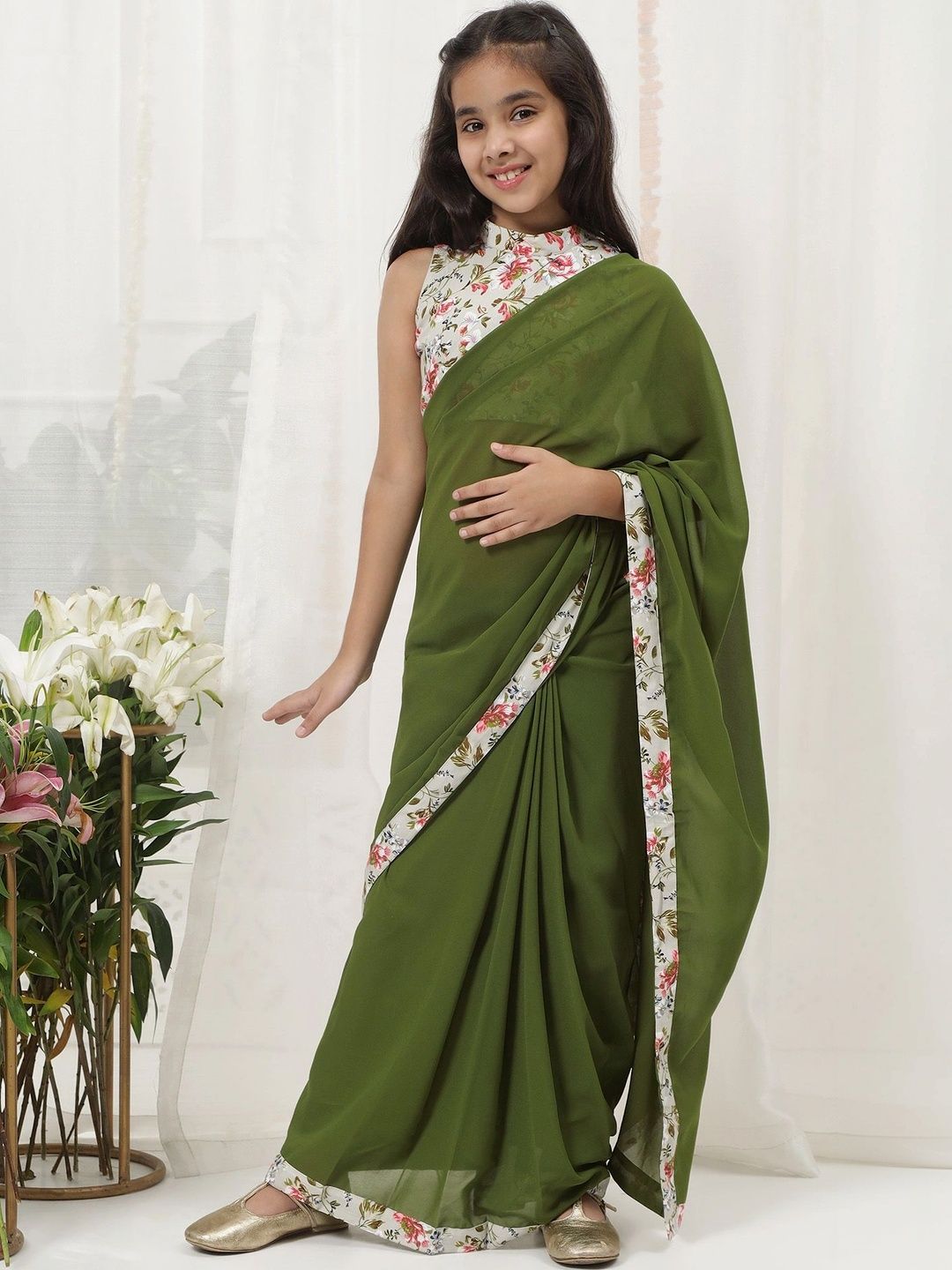 Little Bansi Cotton Blend Printed Saree Blouse-picture-33