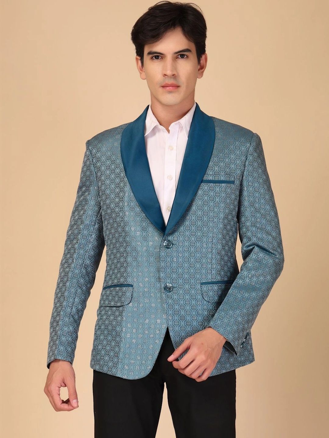Moda Rapido Self Design Shawl Collar Single-Breasted Casual Blazer-picture-24