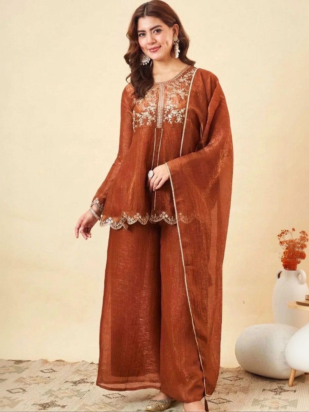 GRINISH Ethnic Motifs Embroidered Pure Cotton Empire Kurti-picture-52