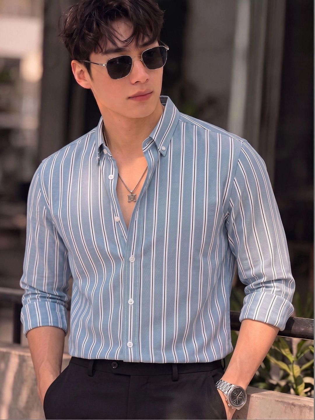 Nat Jastica Men Straight Striped Casual Shirt-picture-14