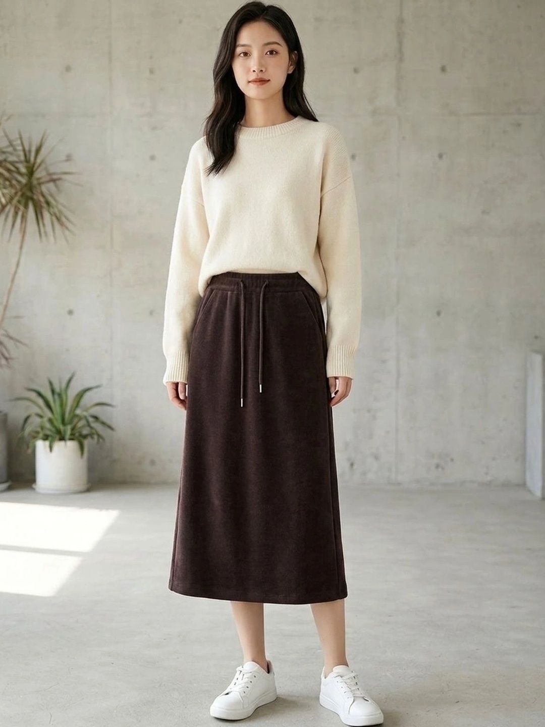 Suo Women Midi Straight Skirt-picture-22