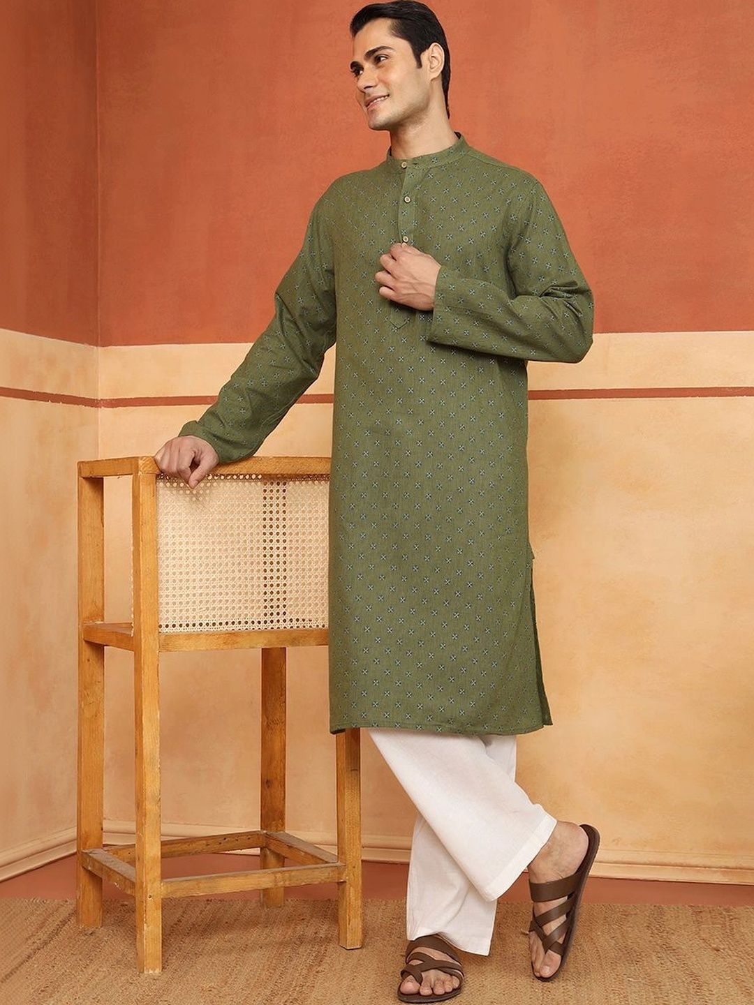Fabindia Men Geometric Printed Kurta-picture-18