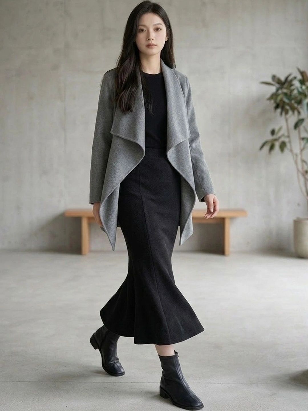 Suo Women Midi Trumpet Skirt-picture-57