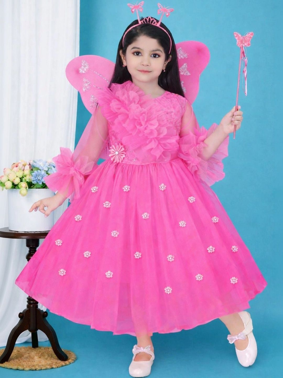 ITC FASHION Embellished Ruffled Net A-Line Dress-picture-26